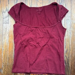 Brandy Melville Deep Red Short Sleeve Top